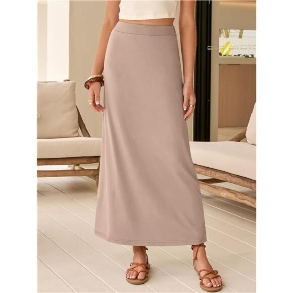 Maxi Skirts for Women Ankle Length Light Brown - Picture 1 of 5